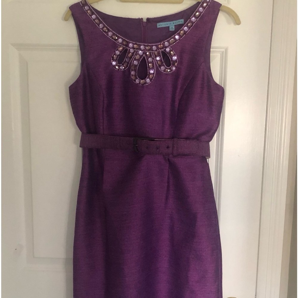 Antonio Melani Iridescent Beaded Dress .